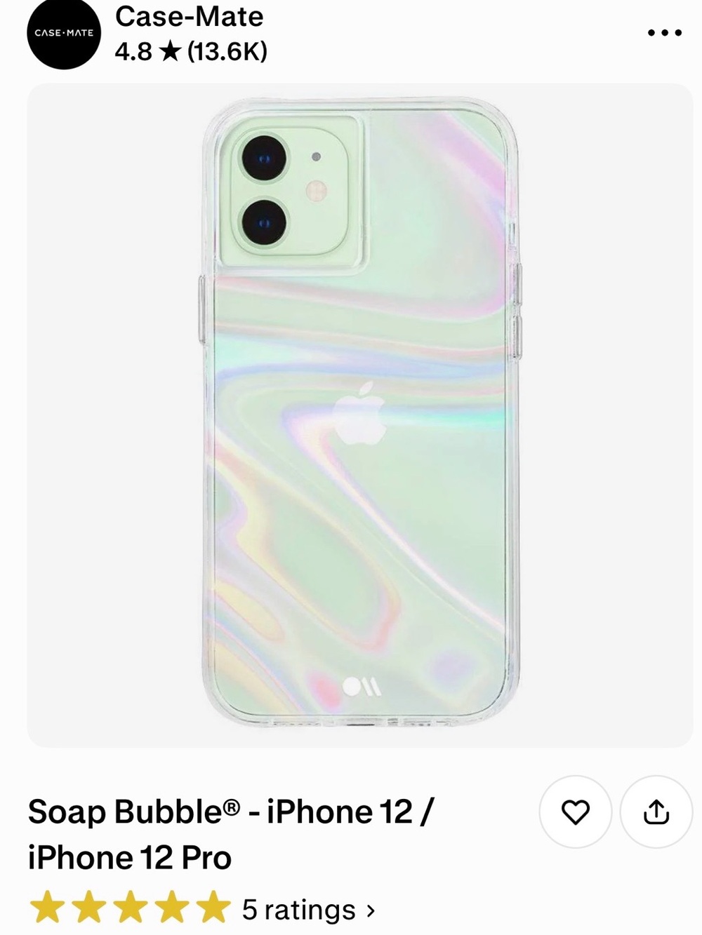Case-Mate Soap Bubble Case for iPhone 12 / 12 Pro - Iridescent Green